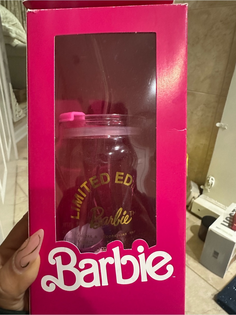 Barbie Limited Edition Pink Glass Drinking Bottle